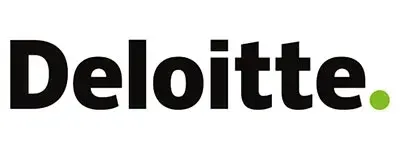 Deloitte logo: black text with a green dot on a white background.