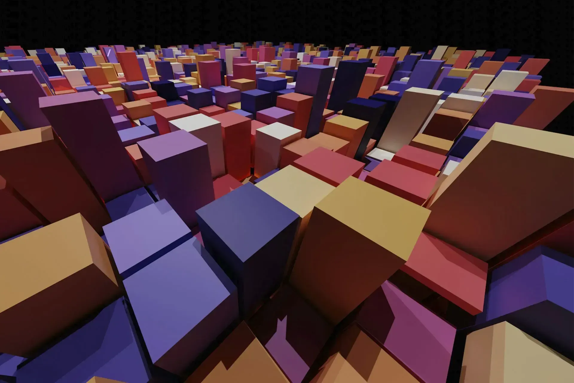 A bunch of colorful cubes are stacked on top of each other
